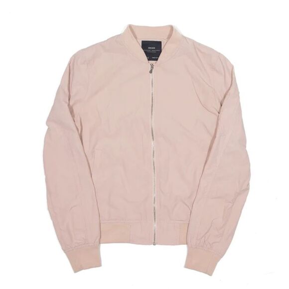 NWOT Zara Basic Blush Pink/Mauve Lightweight Bomber Jacket Size S - Picture 2 of 16